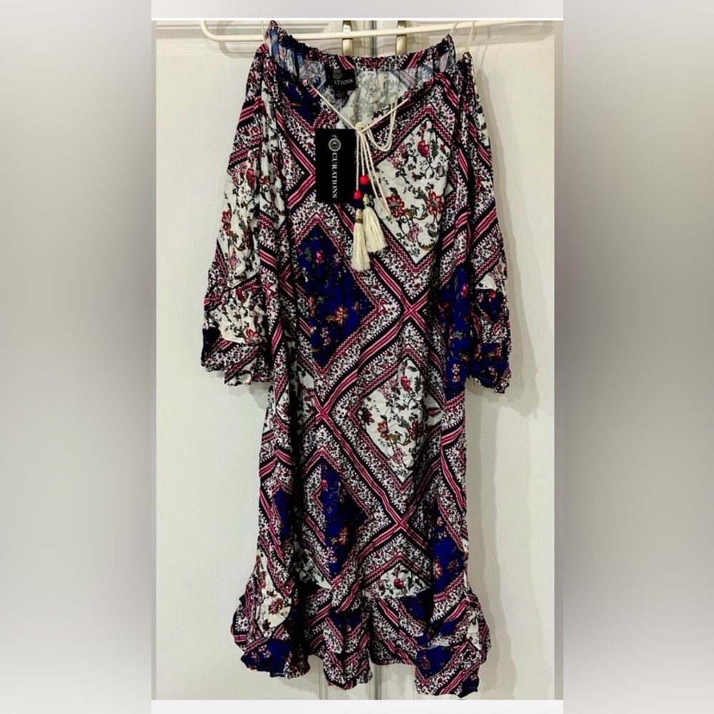Curations Boho Floral Knee Length Dress Size Large NWT